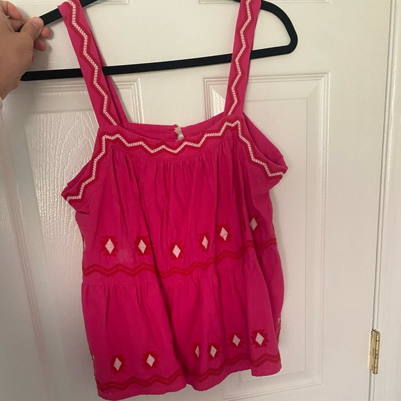 Loft pink hot flare embroidered baby doll tank - Picture 2 of 4